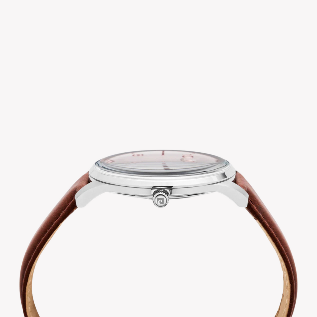 Pierre Cardin Men's Brown Leather Watch, Rose Dial | Pc902671f130-1
