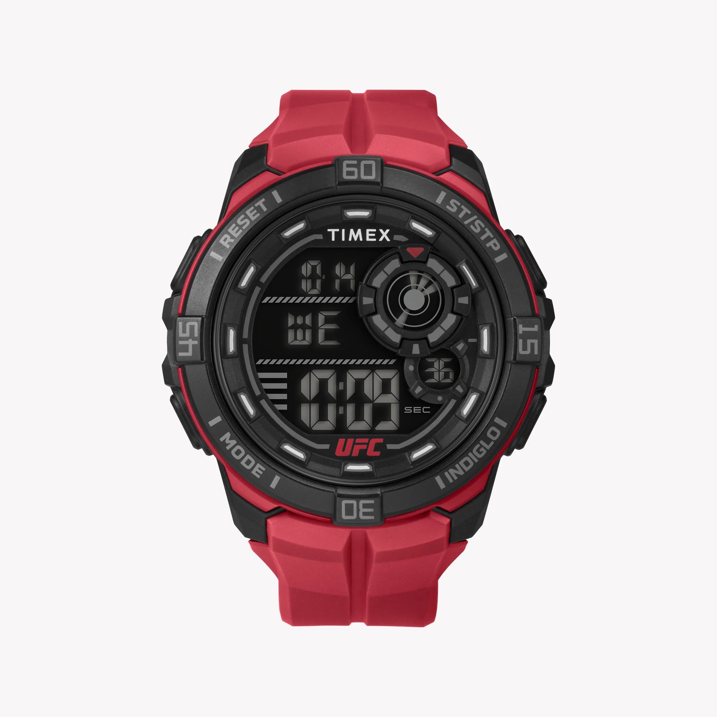 Timex Men's Black Digital Watch, Red Strap | Ufc Rush 52mm-0
