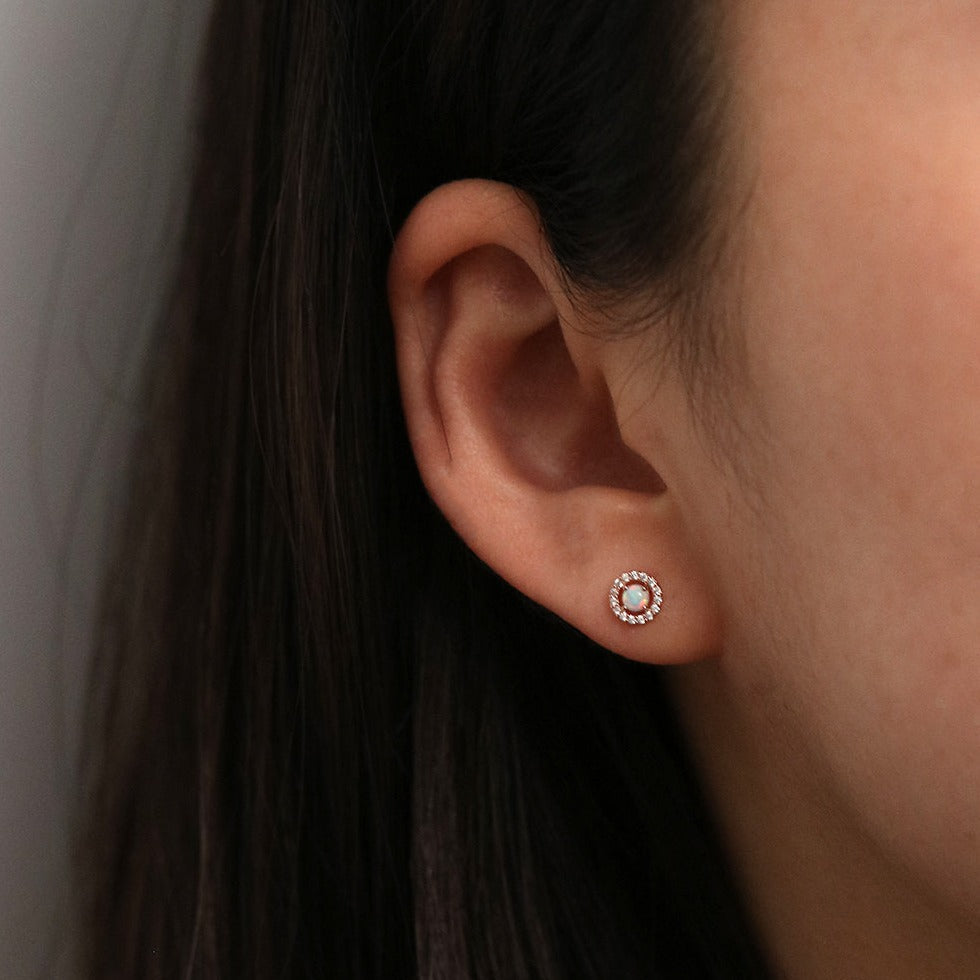 Opal cubic stud earrings-2