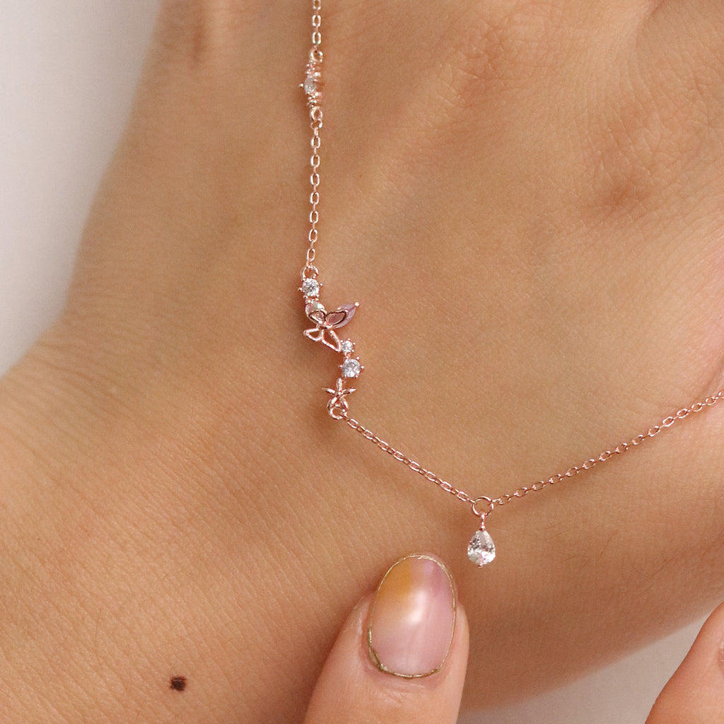 Smoked topaz Cubic Charm butterfly bracelet-3
