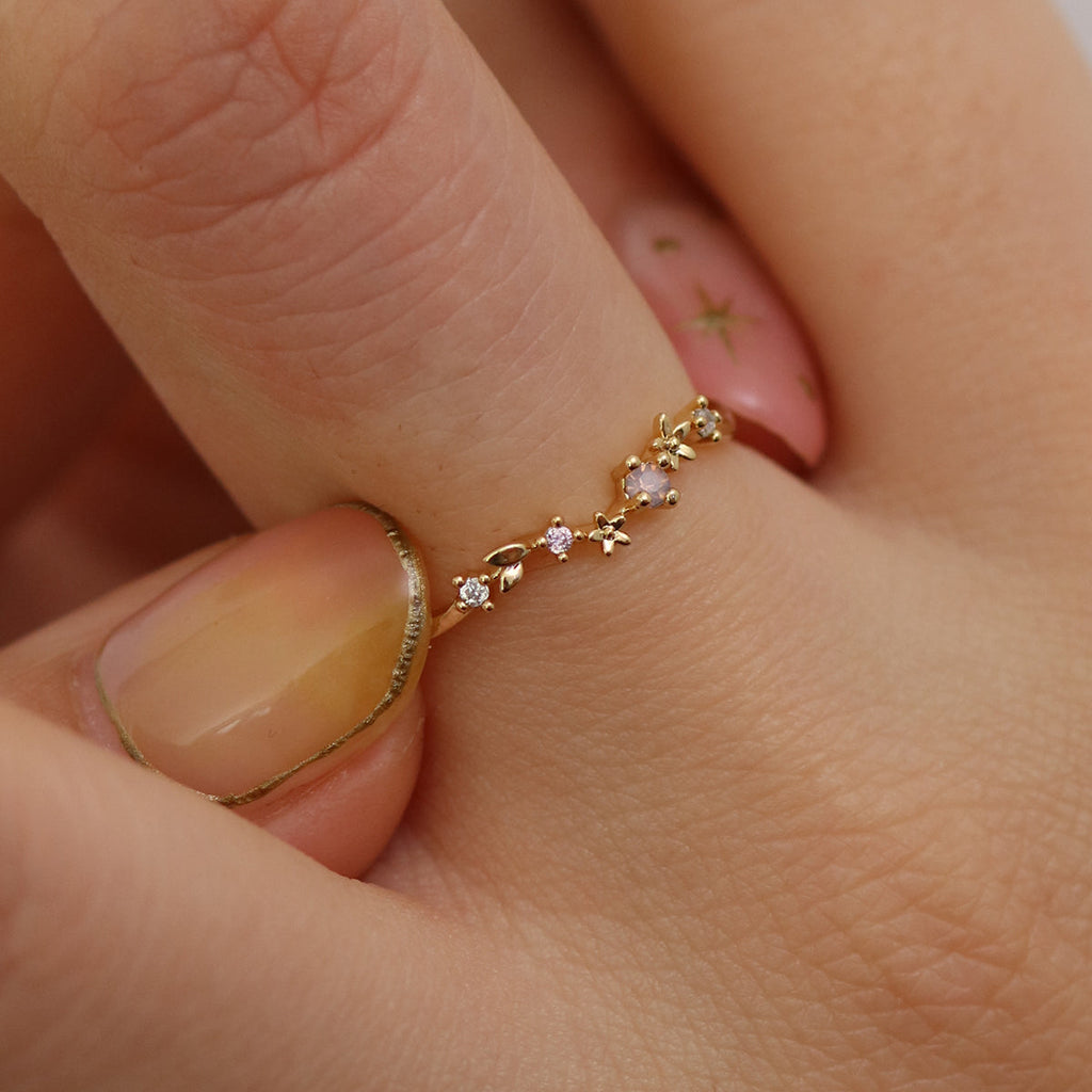 Rose quartz laurel ring-1