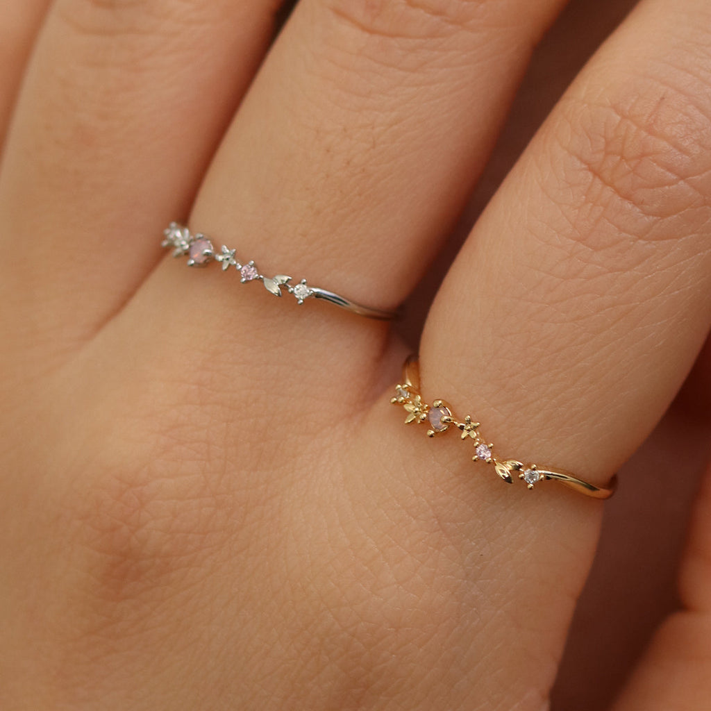 Rose quartz laurel ring-2