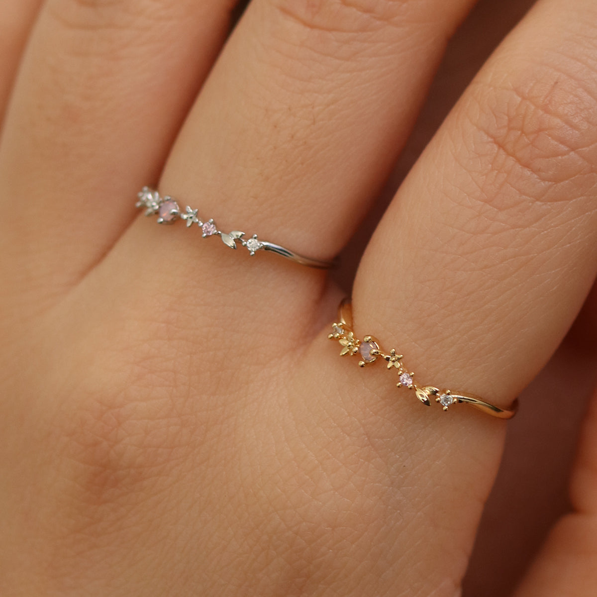 Rose quartz laurel ring-2