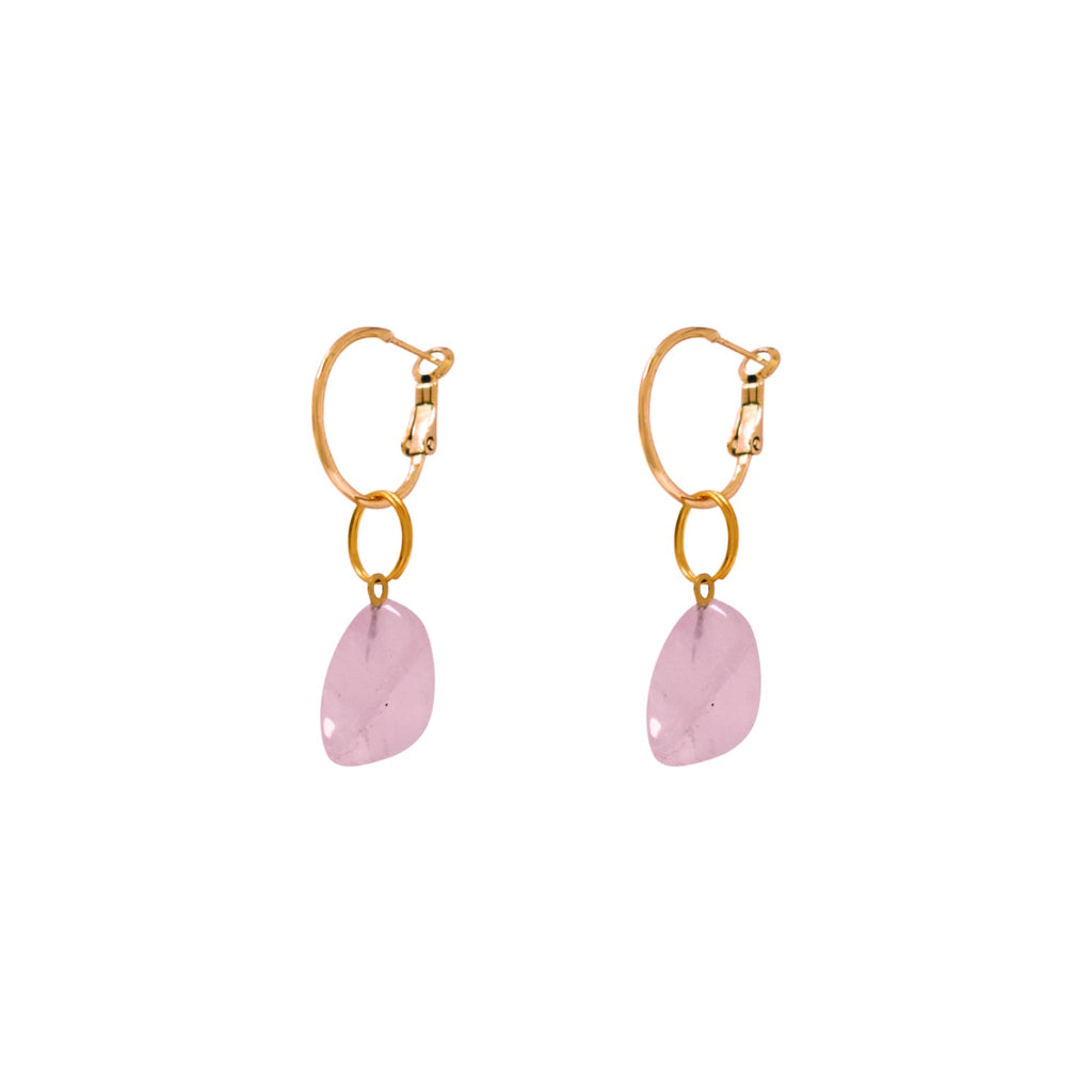 Rose Quartz Leverback hoop earrings | by Ifemi Jewels