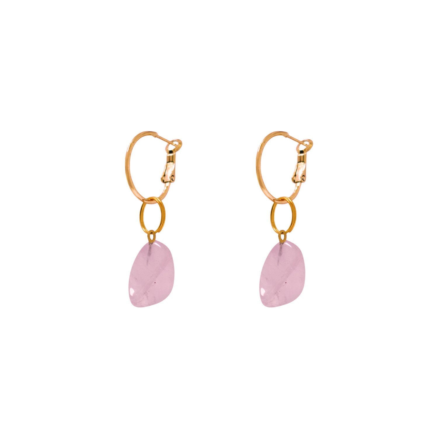 Rose Quartz Leverback hoop earrings | by Ifemi Jewels