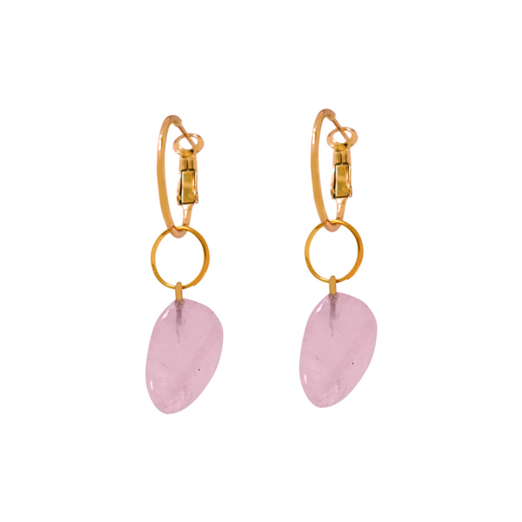 Rose Quartz Leverback hoop earrings | by Ifemi Jewels
