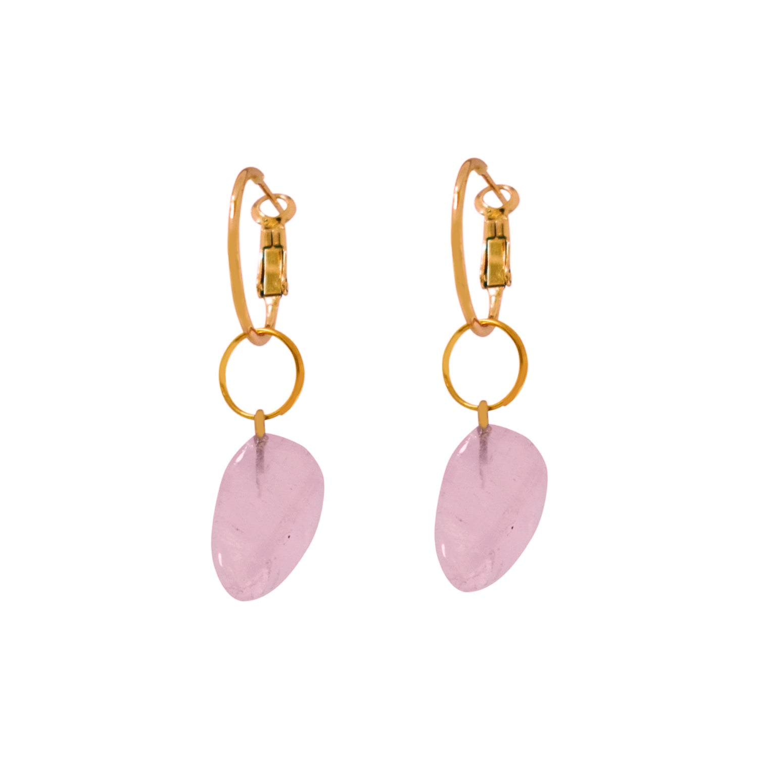 Rose Quartz Leverback hoop earrings | by Ifemi Jewels