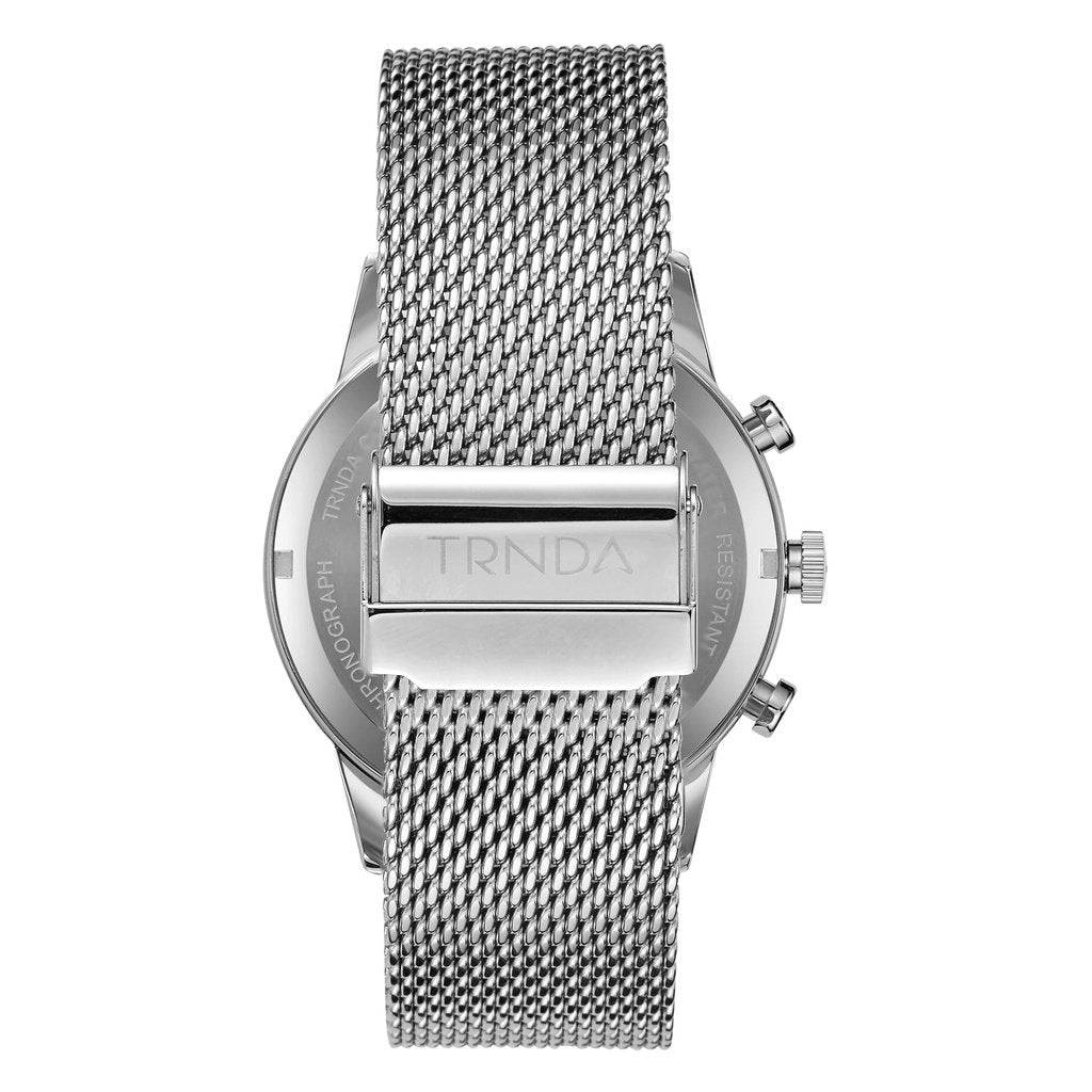 Trnda Men's Stainless Steel Watch, Charcoal Black Dial | Trn-Ss43-4