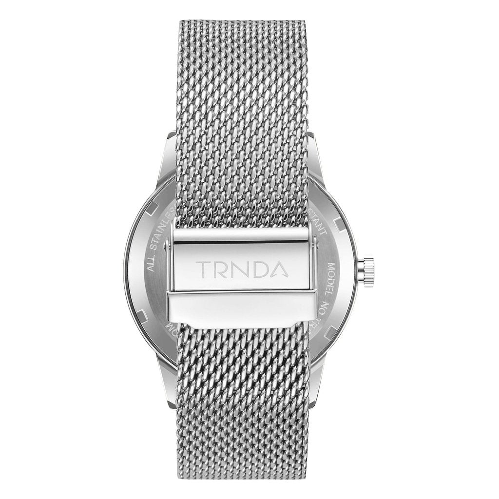 Trnda Men's Stainless Steel Watch, Silver Mesh Band | Trnda-43mm-3