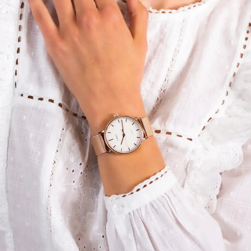 Timex Women's Rose Gold Watch, Off White Dial | Tw2r26400-3