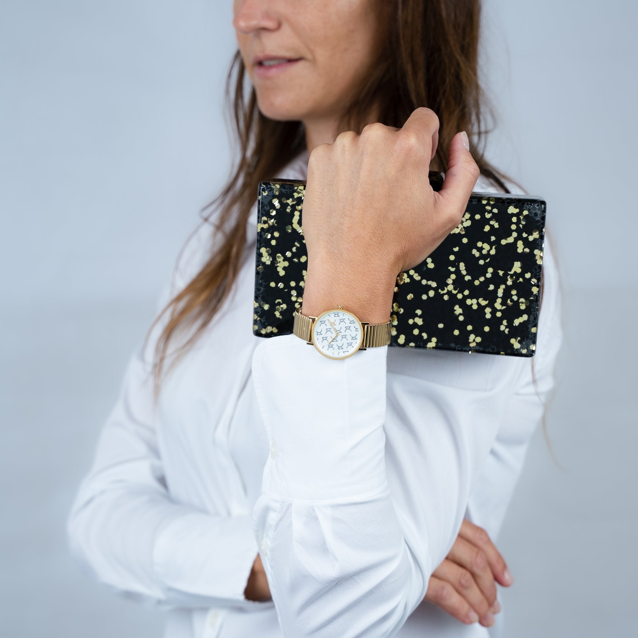 Pierre Cardin Women's Gold Metal Watch, White Dial | Cbv.1542-1