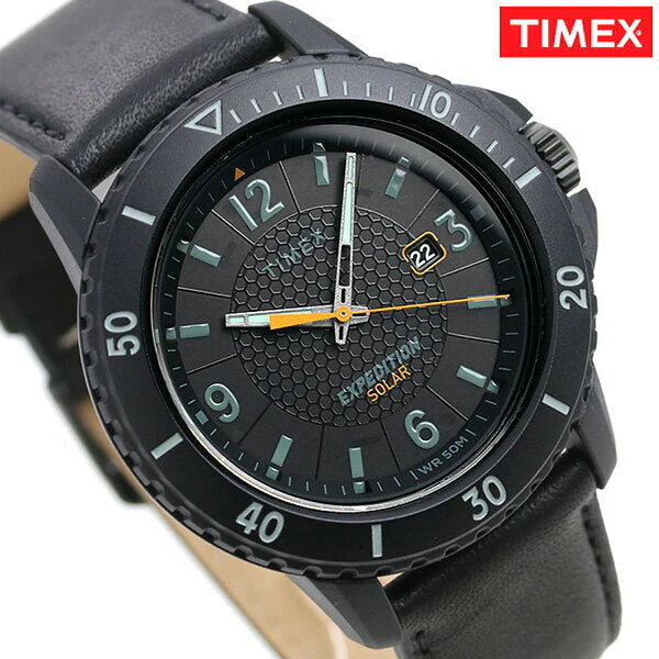 Timex Men's Black Leather Watch, Black Dial | Tw4b14700-4