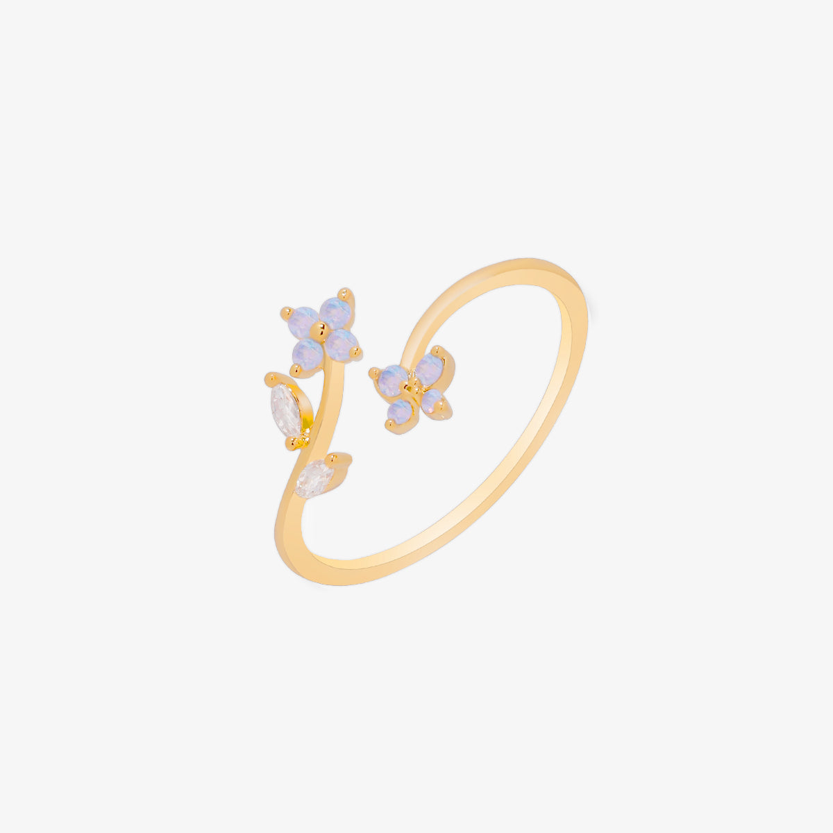 Moonstone flower branch ring-0