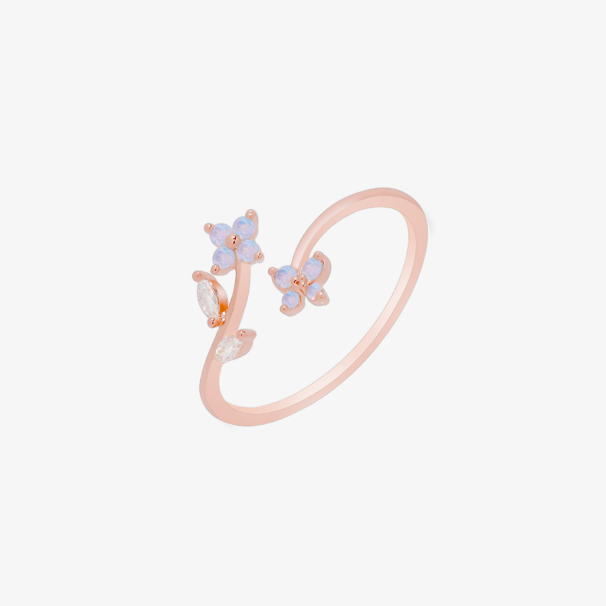 Moonstone flower branch ring-6