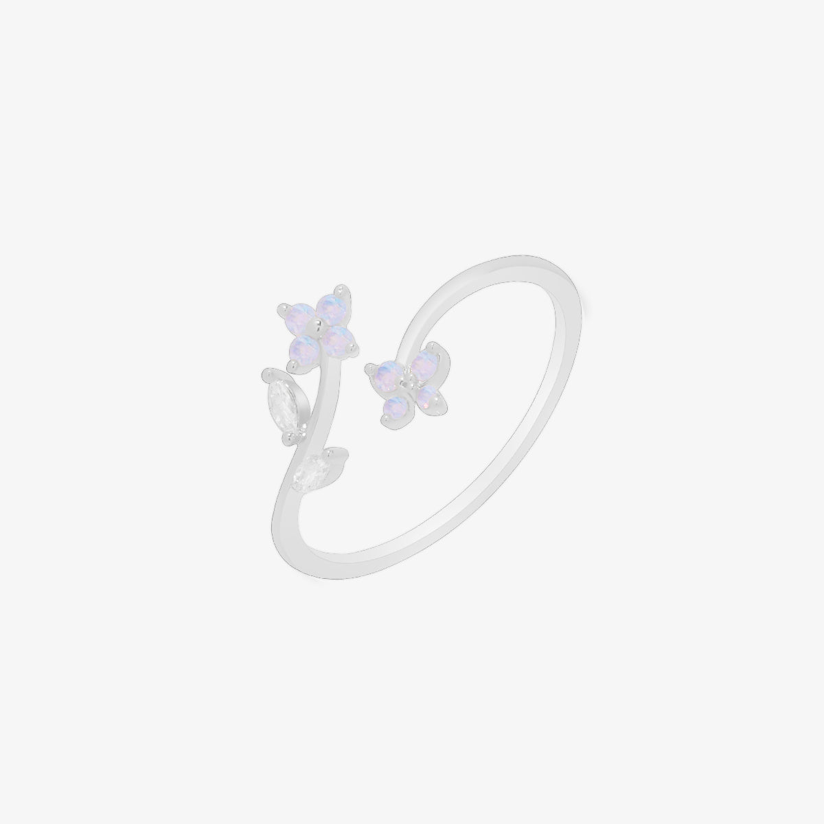Moonstone flower branch ring-5